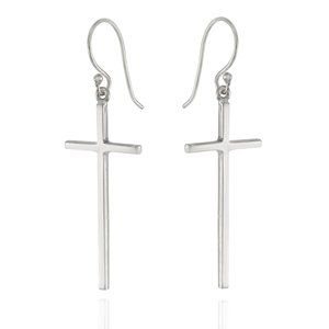 STERLING SILVER Cross DROP EARRINGS - E10365
